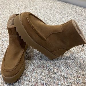 Ugg Chestnut Platform Bootie with Back Zipper